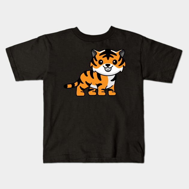 Cute Tiger Kawaii Kids T-Shirt by FTF DESIGNS